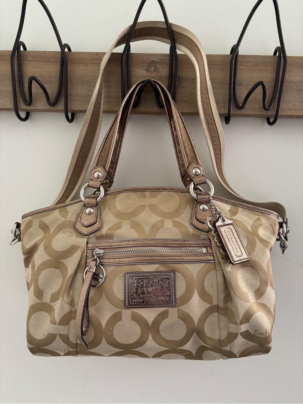 Coach Poppy Signature Sateen Rocker in Light Khaki